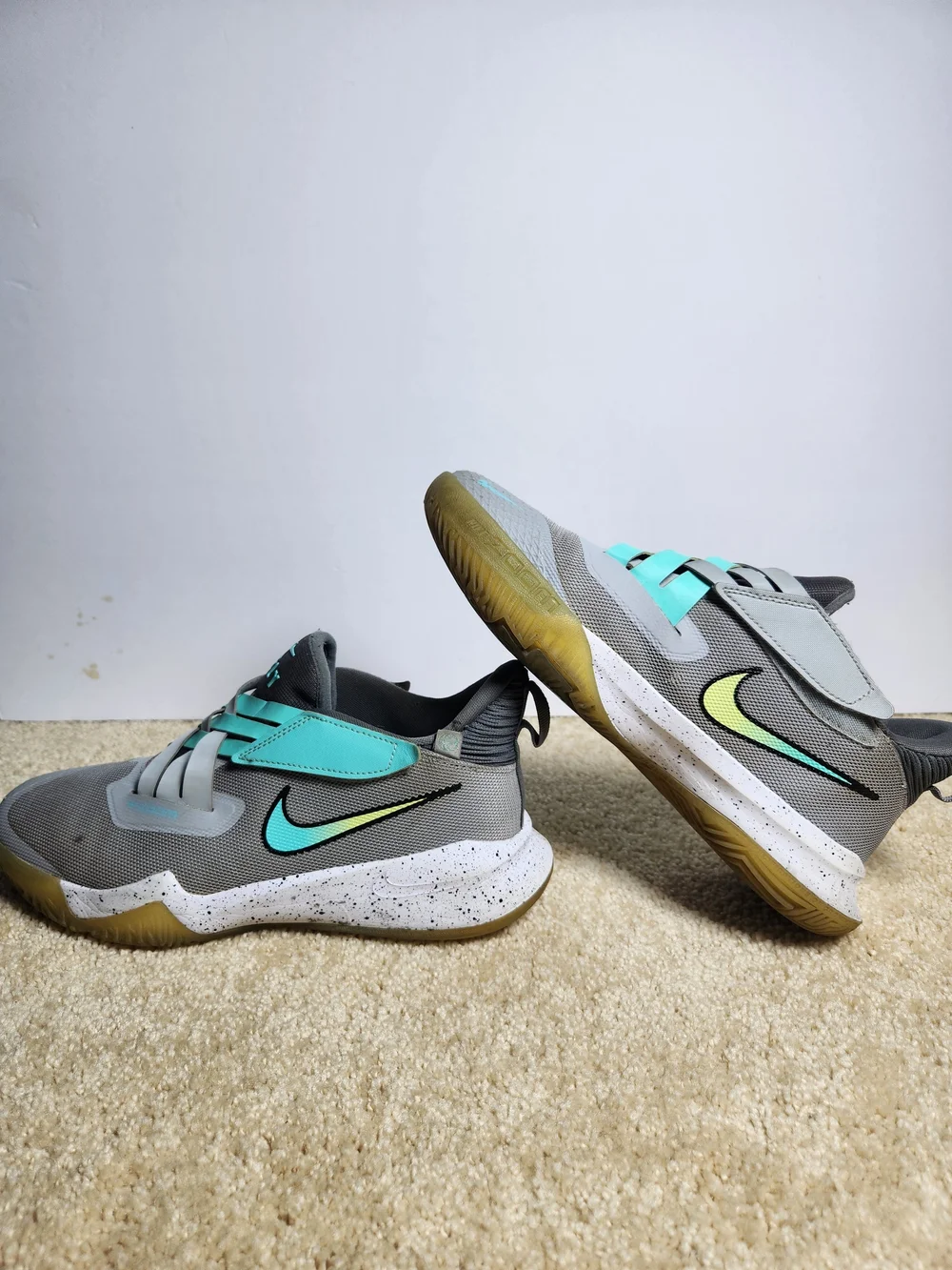 Nike Gray and Teal Slip-On Training Sneakers